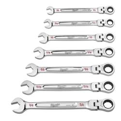 Milwaukee SAE Ratcheting Flex Head Combination Wrench Set 7 pc