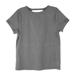 Fitkicks Crossover M Short Sleeve Women's Round Neck Gray Cross Back Tee Shirt