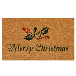 Home & More 1.42 W X 2.42 L Brown Christmas Holly Coir Door Mat