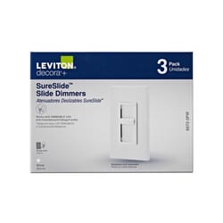 Leviton Decora SureSlide White 600 W Slide Dimmer Switch 3 pk