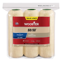 Wooster 50/50 Knit 9 in. W X 1/2 in. Paint Roller Cover 3 pk