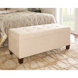 Linon Home Decor Beige Fabric Ottoman