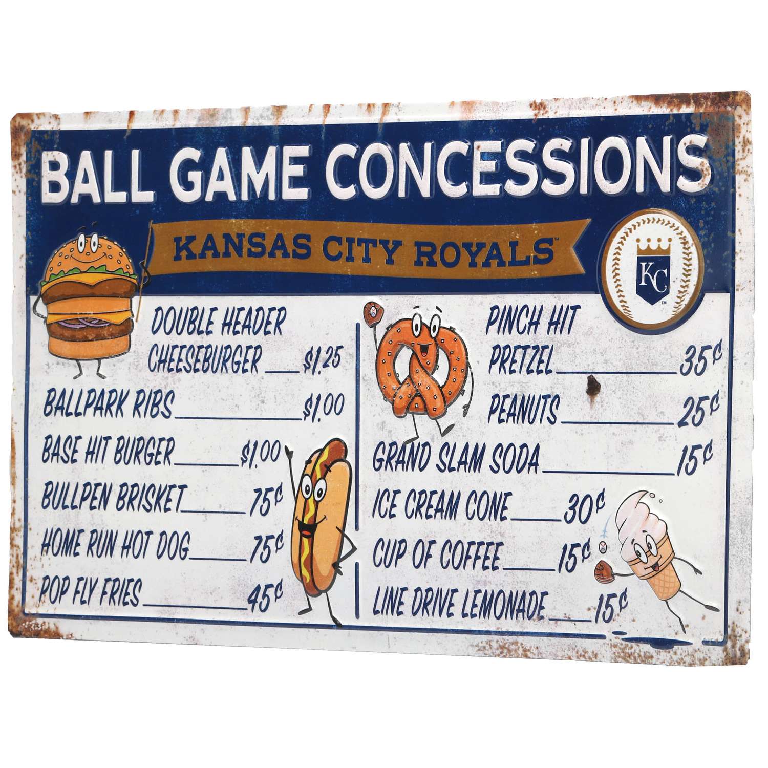 Official MLB Kansas City Royals Baseball Metal 12 inch Wall Sign