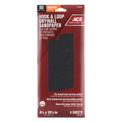 Ace 10-1/2 in. L X 4-1/2 in. W 80 Grit Silicon Carbide Drywall Sanding Sheet 6 pk