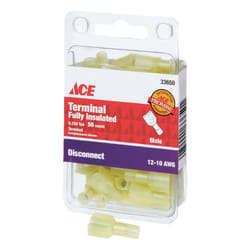 Ace Insulated Wire Male Disconnect Yellow 50 pk