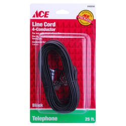 Ace 25 ft. L Black Modular Telephone Line Cable