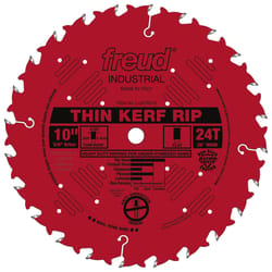 Freud 10 in. D X 5/8 in. Thin Kerf Rip TiCo Hi-Density Carbide Table Saw Blade 24 teeth 1 pk