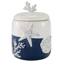 Avanti Linens Batik Blue/White Ceramic Covered Jar