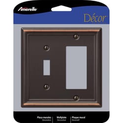 Amerelle Chelsea Aged Bronze 2 gang Stamped Steel Decorator/Toggle Wall Plate 1 pk