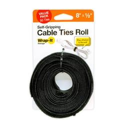 Wrap-It Cable Ties Roll 8 in. L Black Nylon Cable Ties Roll