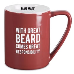 Pavilion Man Made 18 oz Red BPA Free With Great Beard Comes Great Responsibility Mug