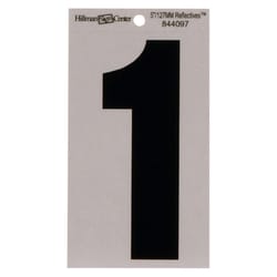 HILLMAN 5 in. Reflective Black Vinyl  Self-Adhesive Number 1 1 pc