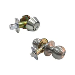 Faultless Ball Satin Stainless Steel Entry Knob and Single Cylinder Deadbolt Right or Left Handed