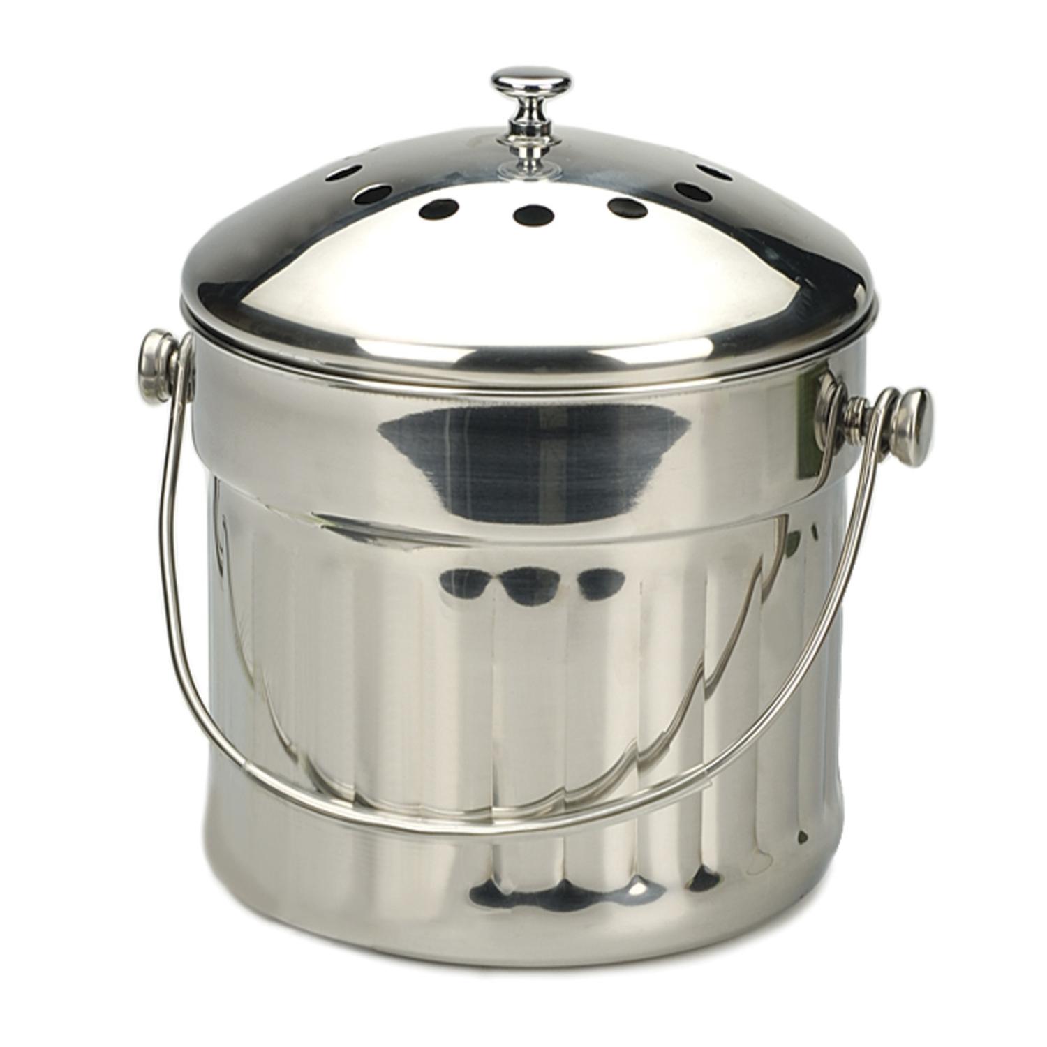 RSVP International Endurance Silver Stainless Steel Compost Pail 192 oz Sansujyuku sansujyuku.com