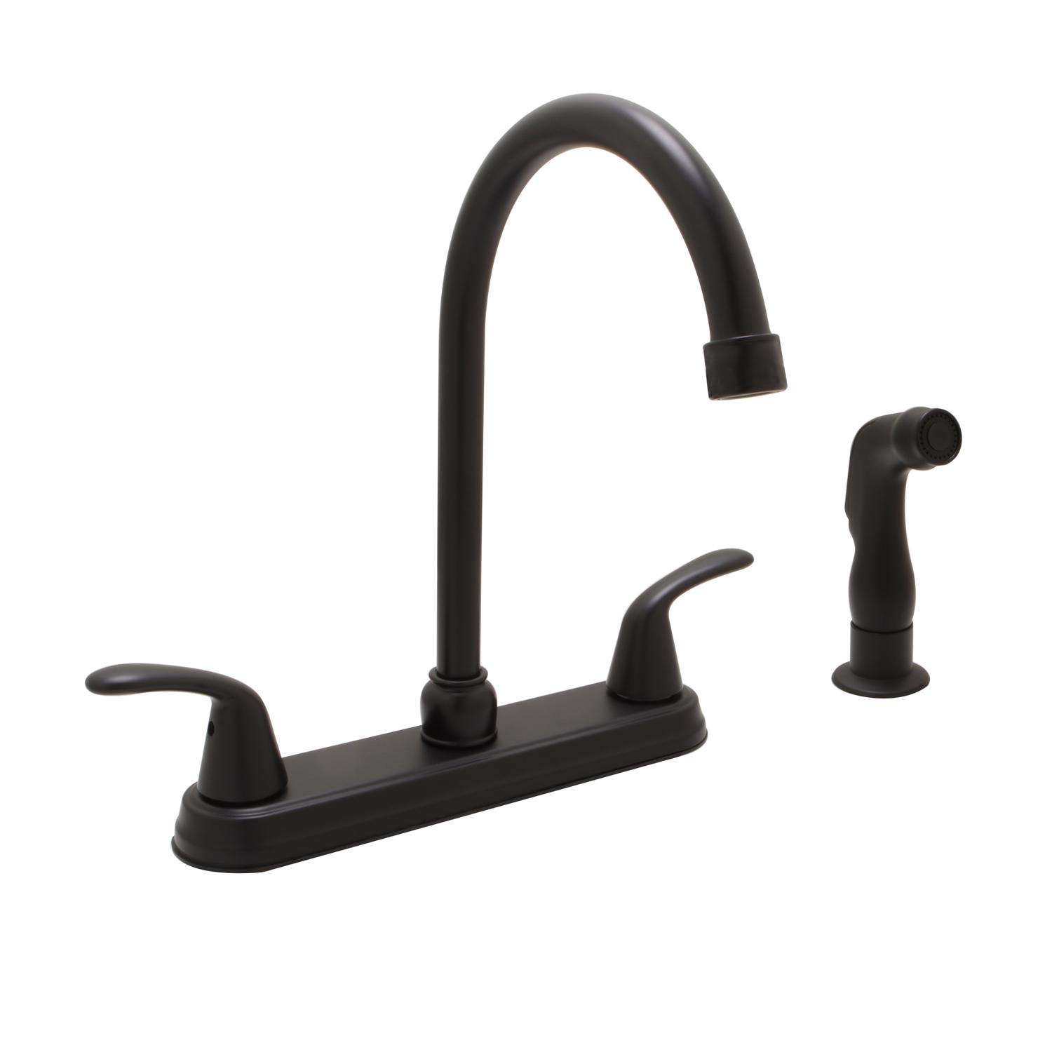 Huntington Brass Two Handle Matte Black Kitchen Faucet Side Sprayer