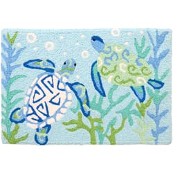 Jellybean 30 in. W X 20 in. L Multicolored Colorful Sea Turtles Polyester Accent Rug