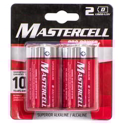 Mastercell Pro Power D Alkaline Batteries 2 pk Carded