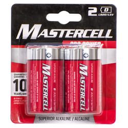 Mastercell Pro Power D Alkaline Batteries 2 pk Carded