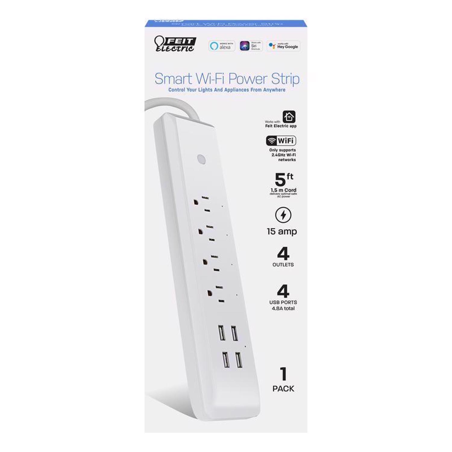 Photos - Surge Protector / Extension Lead Feit Smart Home 5 ft. L 4 outlets Smart-Enabled Wi-Fi Power Strip with USB