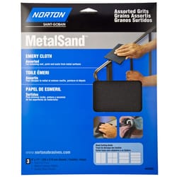 Norton MetalSand 11 in. L X 9 in. W Assorted Grit Emery Emery Cloth 3 pk