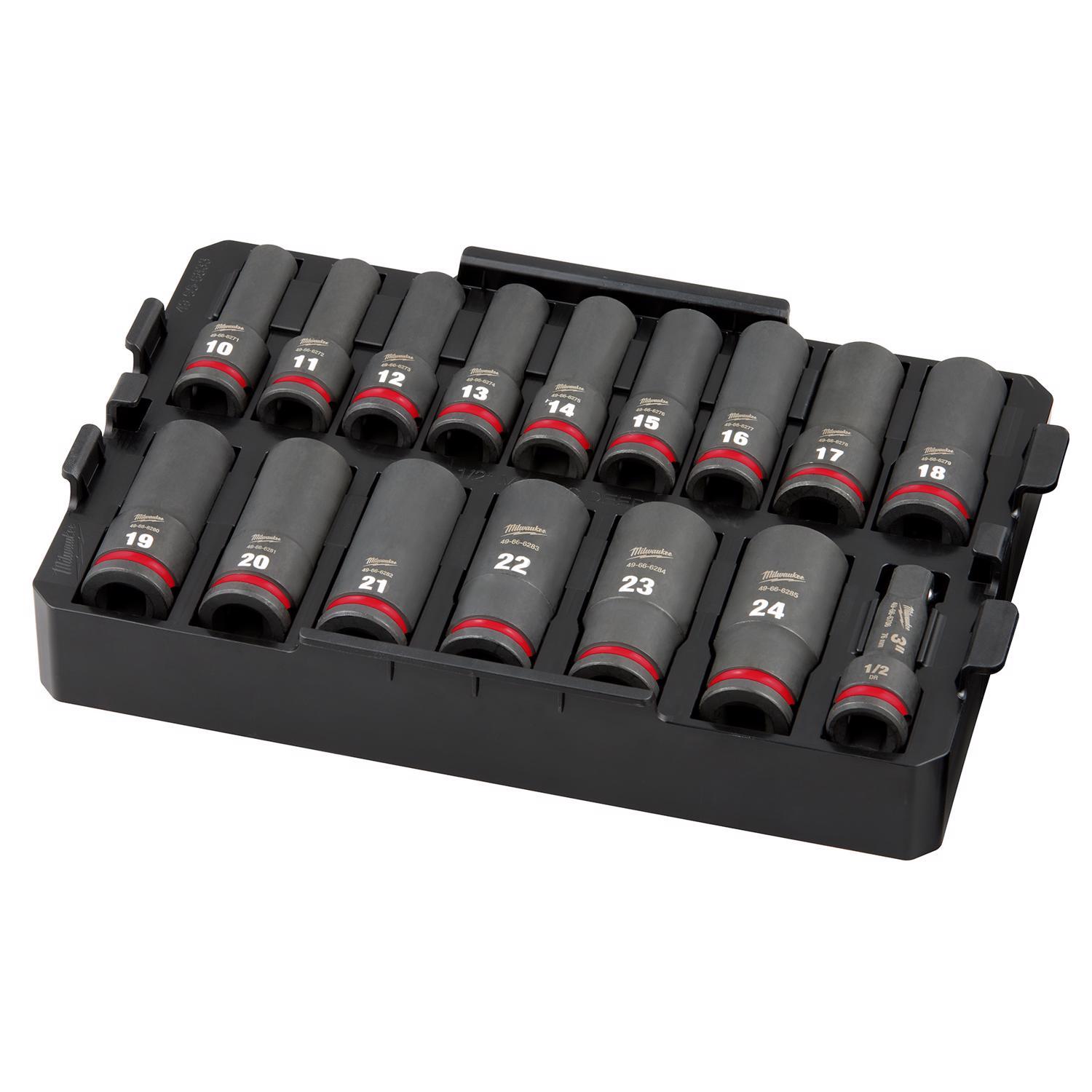 Milwaukee Shockwave 1/2 in. drive Metric 6 Point Impact Rated Socket Set 16 pc Uae Electronic uaeelectronic.com