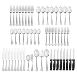 Pfaltzgraff Silver Stainless Steel Scalloped tip Flatware Set 53 pk