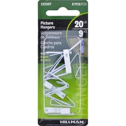 HILLMAN Steel-Plated White Standard Picture Hanger 20 lb 8 pk