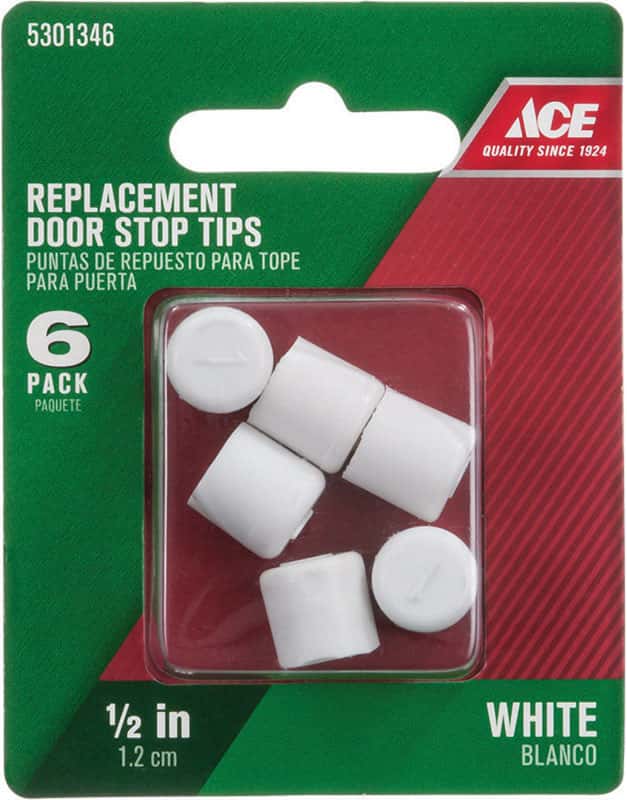 Ace .75 in. H x 1/2 in. W Rubber White Door Stop Tip Over the door clip