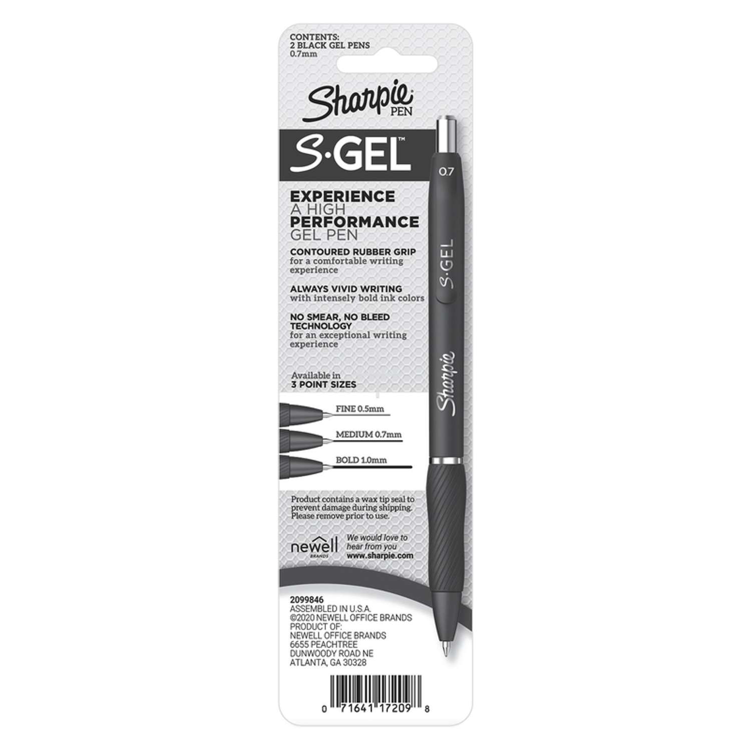 Sharpie S-Gel, Gel Pens, Medium Point - 0.7 mm, Black Gel Ink Pens, 4 + 1 Bonus, 5 Count