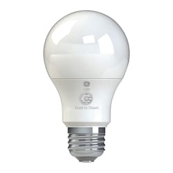 GE LED+ A19 E26 (Medium) LED Dusk to Dawn Bulb Soft White 60 Watt Equivalence 1 pk