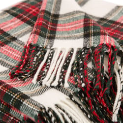 Glitzhome Multicolored Dress Stewart Tartan Plaid with Fringe Blanket