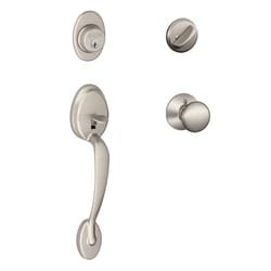 Schlage Plymouth Satin Nickel Single Cylinder Handleset and Knob Right or Left Handed