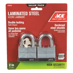 Ace 1-1/2 in. H X 2 in. W X 1-1/16 in. L Laminated Steel Double Locking Padlock