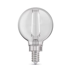 Feit White Filament G16.5 E12 (Candelabra) Filament LED Bulb Daylight 60 Watt Equivalence 2 pk
