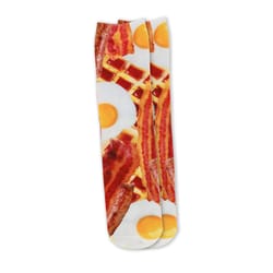 Two Left Feet Unisex Bacon and Eggs M/L Novelty Socks Multicolored