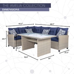 Mod Amelia Biscuit Steel Frame Sectional Navy Blue