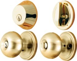 Ace Colonial Polished Brass Knob and Deadbolt Set ANSI Grade 2 1-3/4 in.