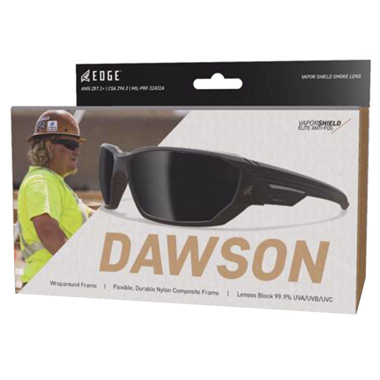 Edge Dawson AntiFog Safety Glasses Smoke Lens Black Frame 1 pk Ace