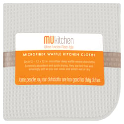 Mu Kitchen White Microfilament Fabric Waffle Weave Dish Cloth 3 pk