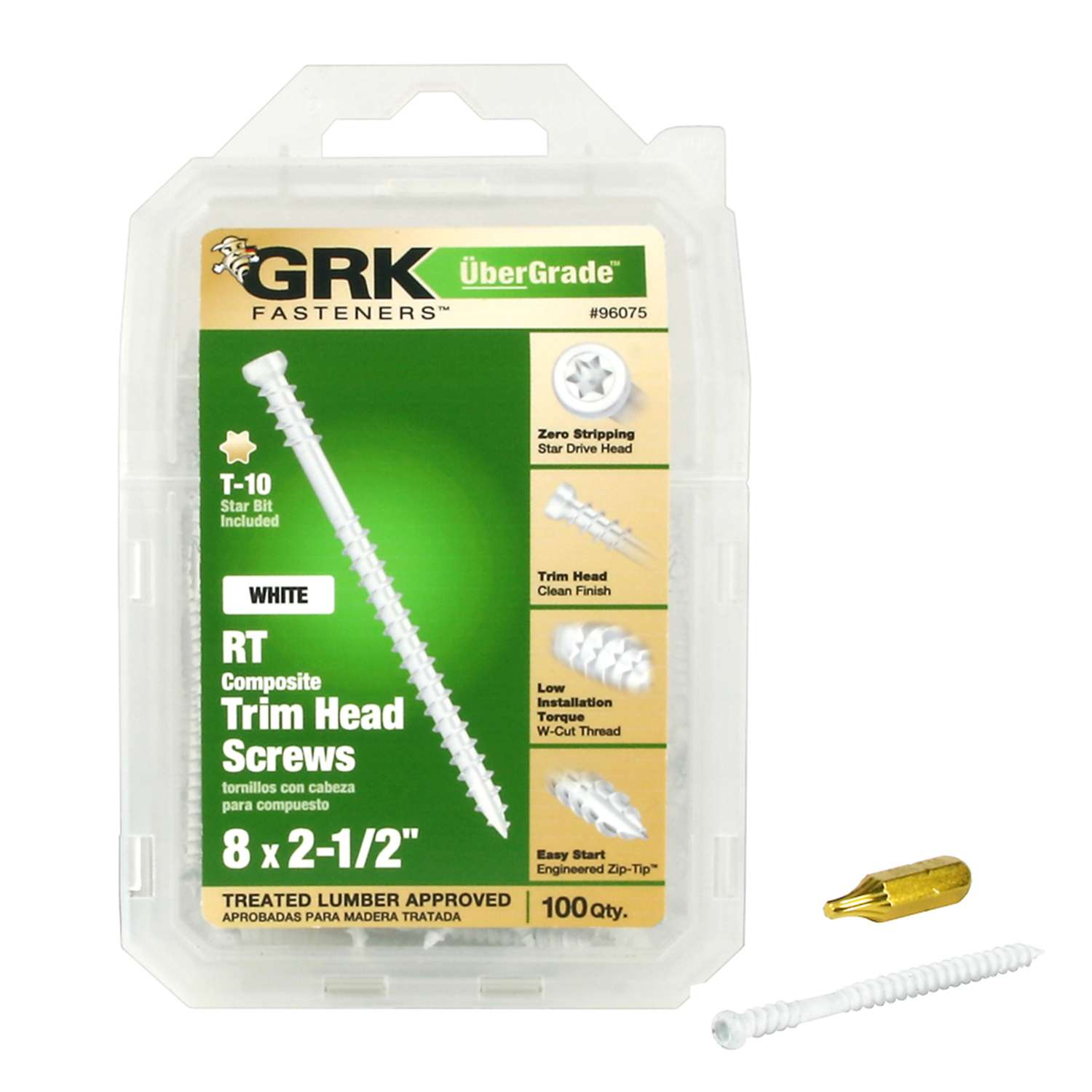 GRK Fasteners UberGrade No. 8 S X 21/2 in. L Star Trim Head