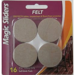Magic Sliders Felt Self Adhesive Protective Pads Oatmeal Round 1-1/2 in. W X 1-1/2 in. L 16 pk