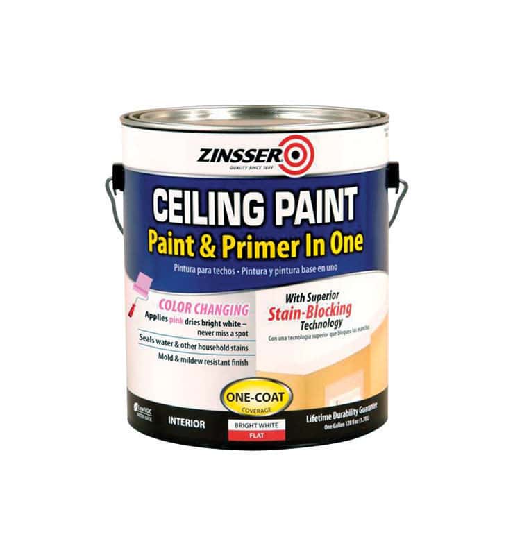 Zinsser Flat Bright White WaterBased Ceiling Paint and Primer in One