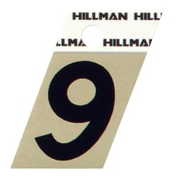 Hillman 1.5 in. Reflective Black Aluminum Self-Adhesive Number 9 1 pc