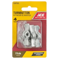 Ace 1-3/4 in. D X 1-3/4 in. L Galvanized Silver Steel Screen/Storm Turn Buttons 4 pk