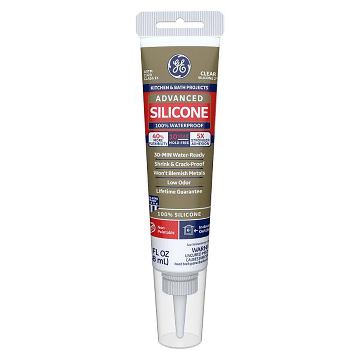 GE Advanced Clear Silicone 2 Kitchen and Bath Caulk Sealant 2.8 oz Mfr ...