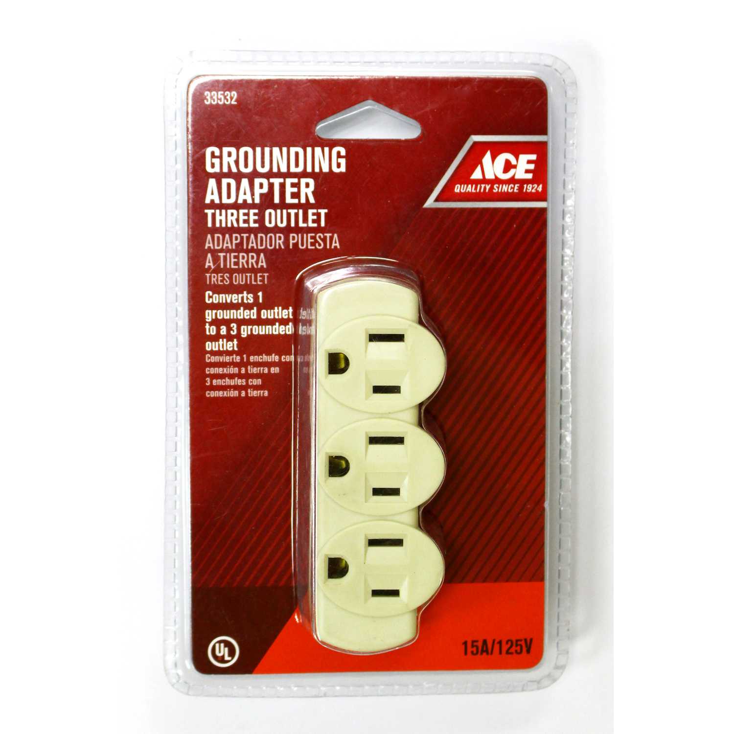 Ace Grounded 3 outlets Triple Outlet Adapter 1 pk Ace Hardware