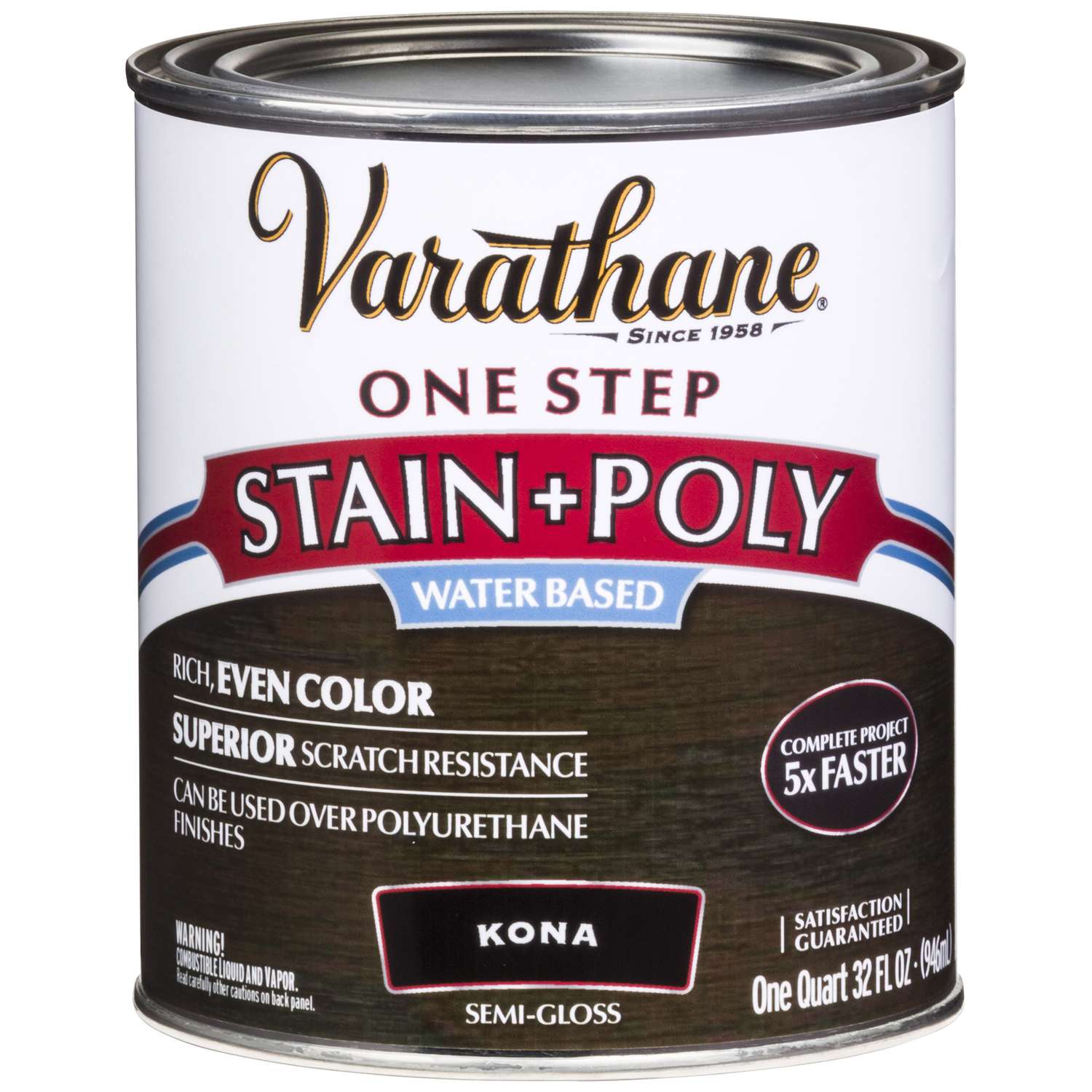 Varathane SemiGloss Kona WaterBased Acrylic Modified Urethane OneStep Stain/Poly 1 qt Ace