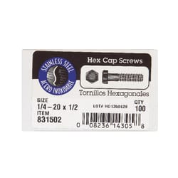 Hillman 1/4-20 in. D X 1/2 in. L Stainless Steel Hex Head Cap Screw 100 pk