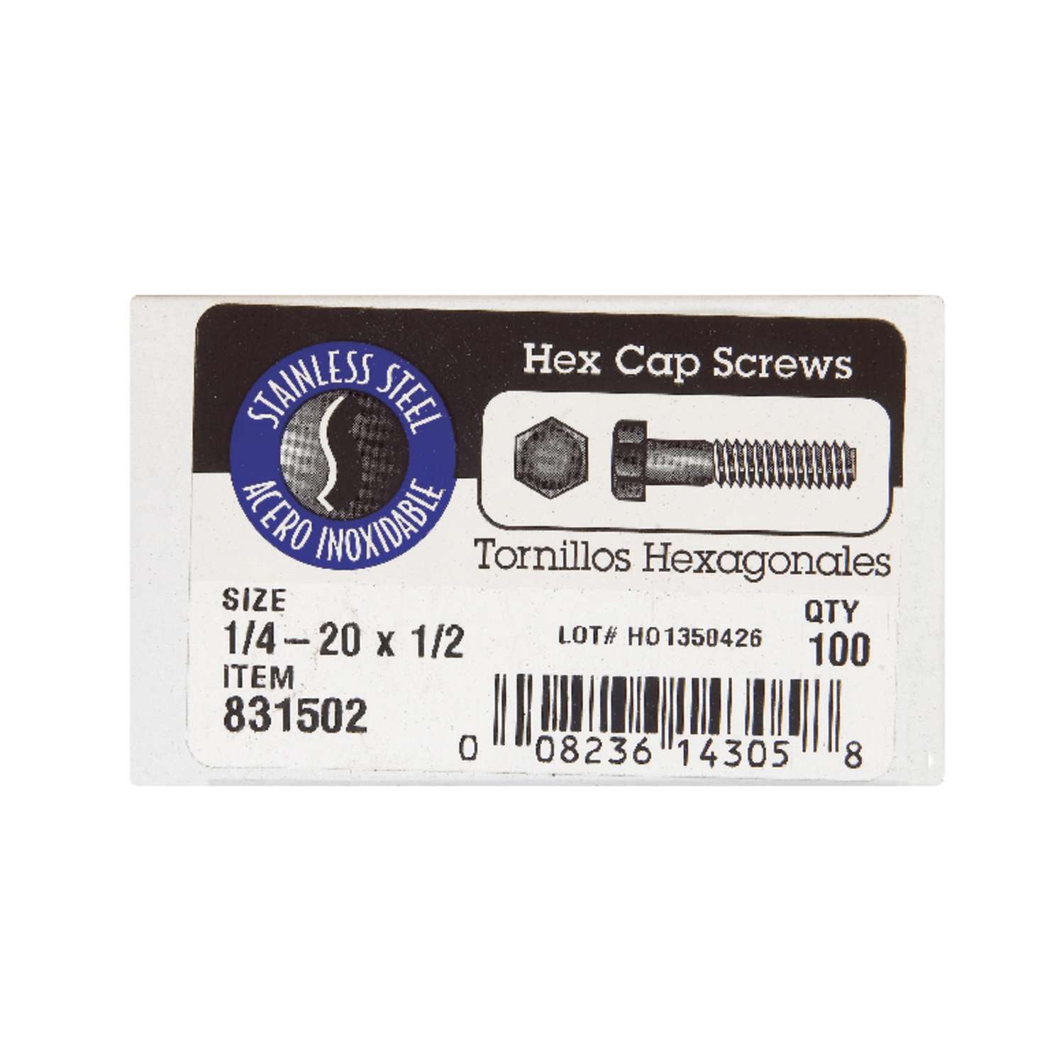 Hillman 1/4-20 in. D X 1-1/2 in. L Stainless Steel Hex Head Cap Screw 100 pk Hillman 1/4-20 in. D X 1-1/2 in. L Stainless Steel Hex Head Cap Screw 100 pk
