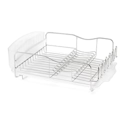 Polder 19.8 in. L X 14 in. W X 6.9 in. H Clear/Silver Plastic/Stainless Steel Dish Rack